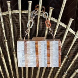 DOLCE VITA Striped Acrylic Clutch with Chain. NWOT.